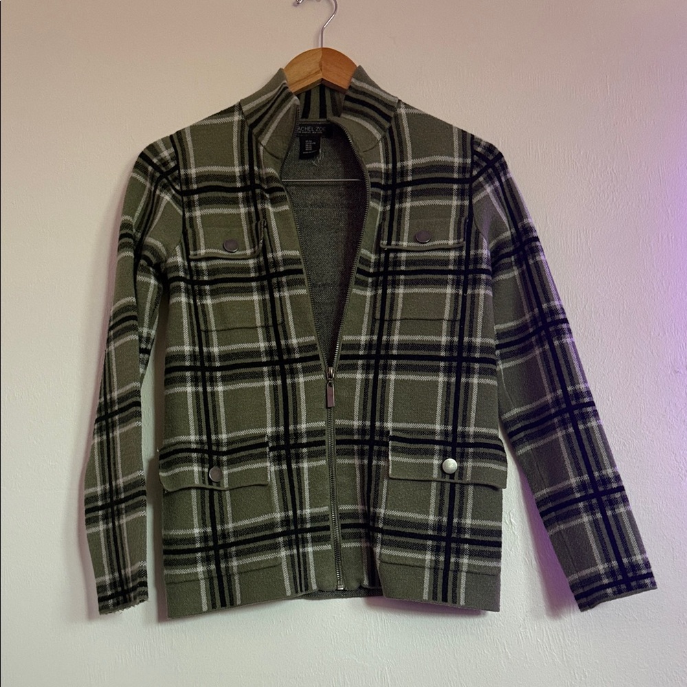 Rachel Zoe Green Plaid Shirt Jacket